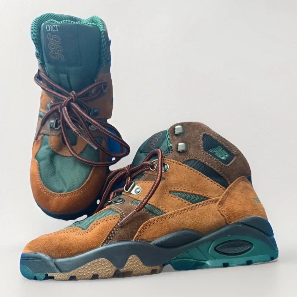 New Balance 965 Kids Brown and Green Suede Hiking Boots